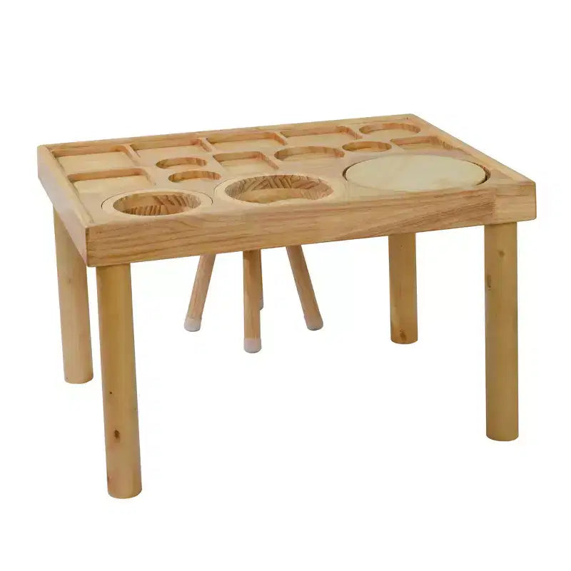 Whisen Tavolo Sedie per Bambini, Secchielli Pieghevoli, Superficie Liscia Lavabile, Facile da Montare per Gioco Interno/Esterno - Legno