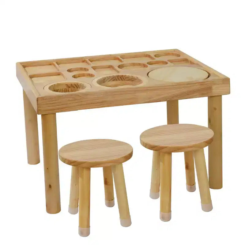 Whisen Tavolo Sedie per Bambini, Secchielli Pieghevoli, Superficie Liscia Lavabile, Facile da Montare per Gioco Interno/Esterno - Legno