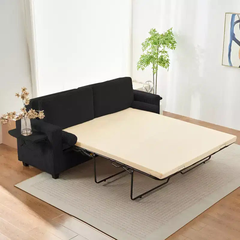 Divano Letto Mjkone Convertibile 2 in 1 con 2 Tavolini Laterali e Materasso in Memory Foam