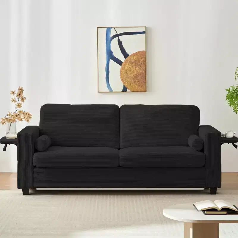 Divano Letto Mjkone Convertibile 2 in 1 con 2 Tavolini Laterali e Materasso in Memory Foam