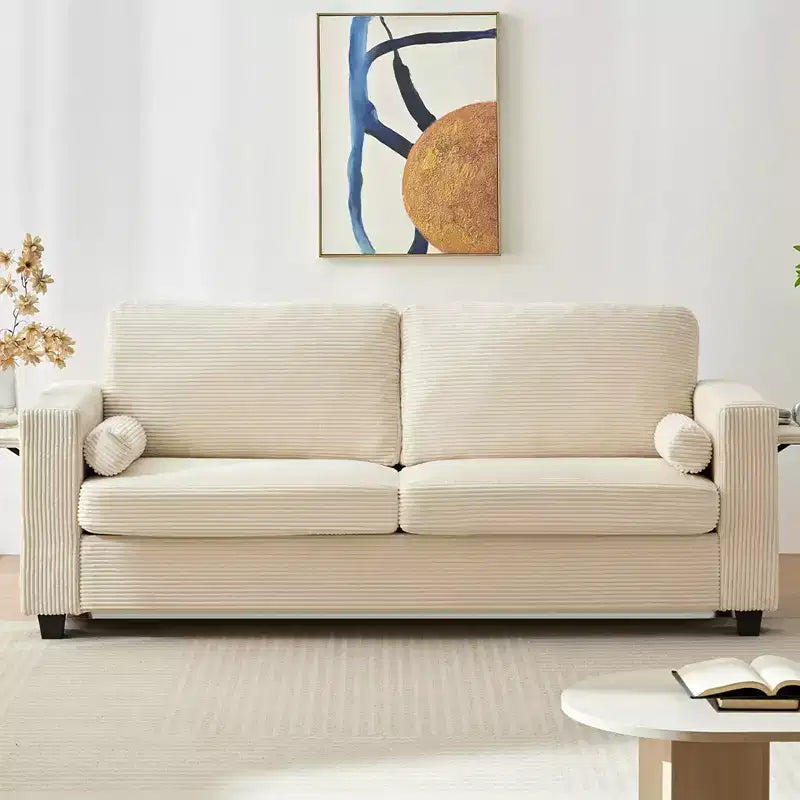 Divano Letto Mjkone Convertibile 2 in 1 con 2 Tavolini Laterali e Materasso in Memory Foam