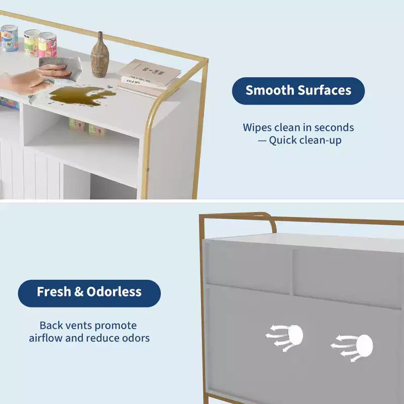Lettiera per gatti moderna in legno da 37,5 pollici con ripiano portaoggetti, design multifunzionale a forma di mobile con fori di ventilazione, adatta alla maggior parte delle lettiere