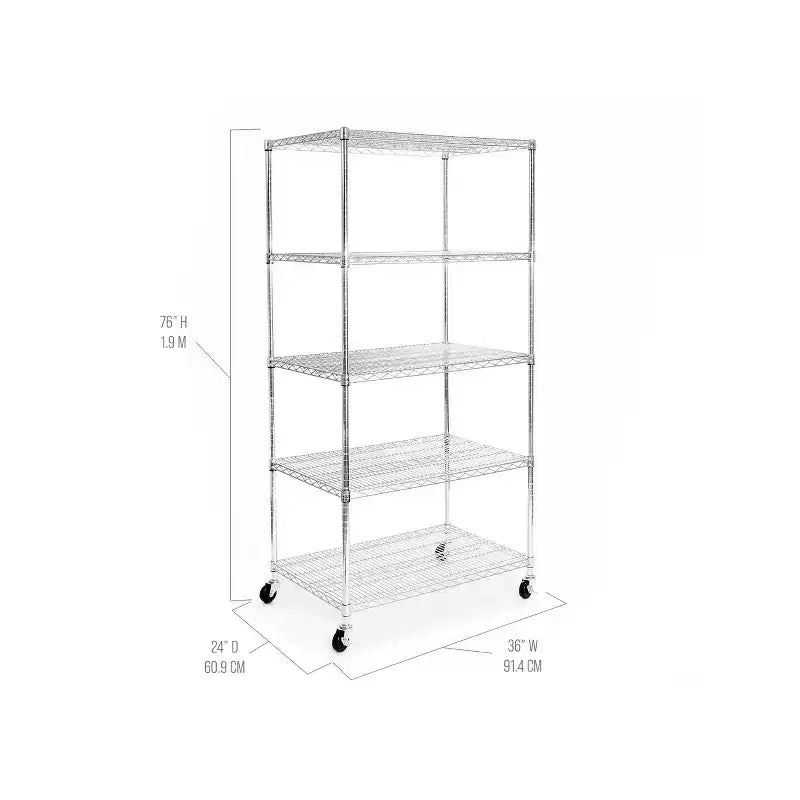 Scaffalatura in filo d'acciaio UltraDurable a 5 ripiani Seville Classics, certificata NSF, 36 L x 24 P x 75 H
