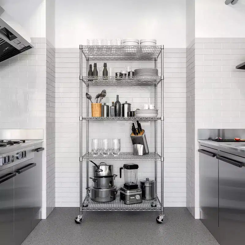 Scaffalatura in filo d'acciaio UltraDurable a 5 ripiani Seville Classics, certificata NSF, 36 L x 24 P x 75 H