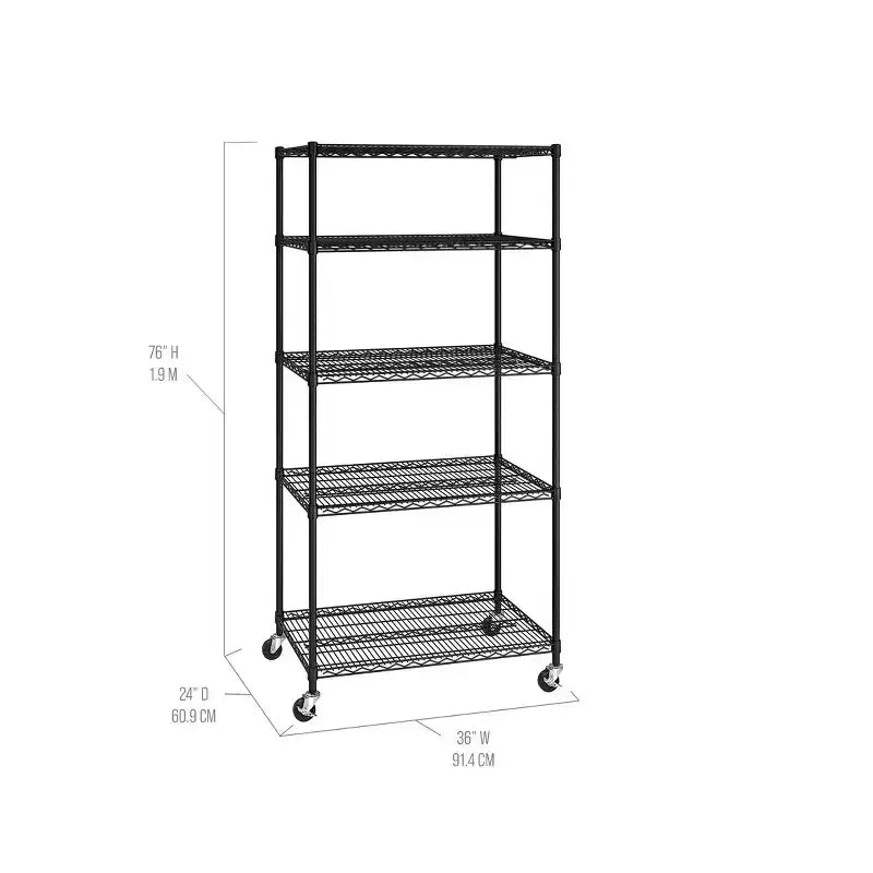 Scaffalatura in filo d'acciaio UltraDurable a 5 ripiani Seville Classics, certificata NSF, 36 L x 24 P x 75 H
