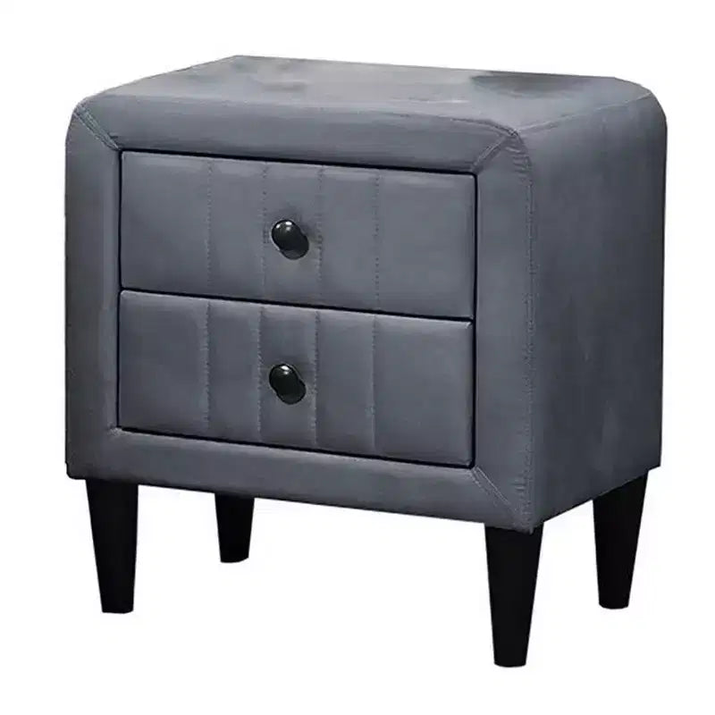 Comodino Royal Hampton, 2 cassetti, 22 pollici, imbottito in velluto grigio scuro