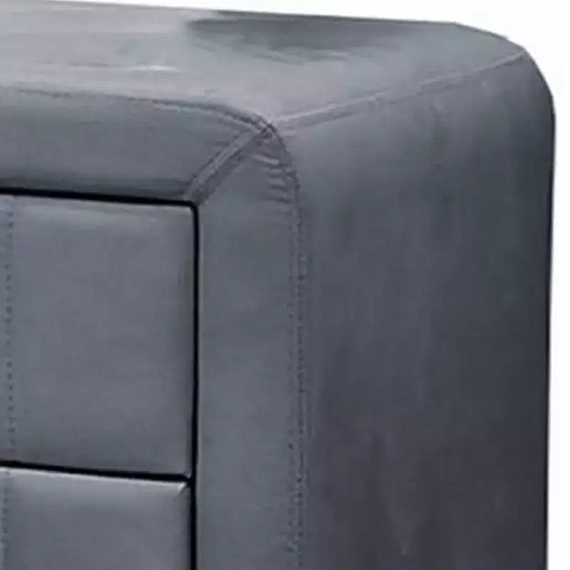 Comodino Royal Hampton, 2 cassetti, 22 pollici, imbottito in velluto grigio scuro