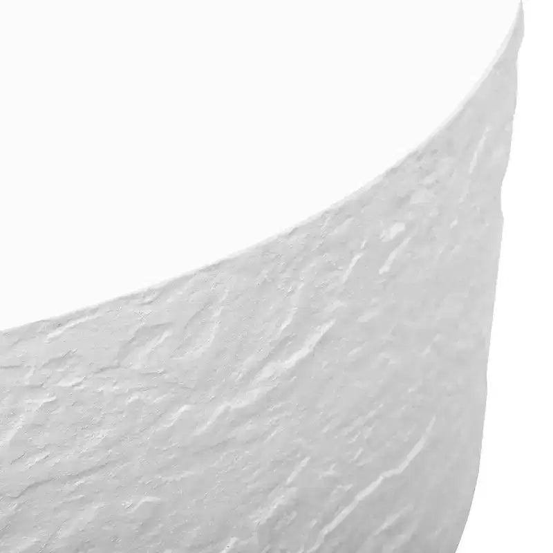 Tavolino da caffè rotondo, tavolino da cocktail, tavolino centrale a tamburo, tavolino laterale da divano, tavolino d'appoggio con design a imitazione pietra, bianco, nessun assemblaggio richiesto - ModernLuxe