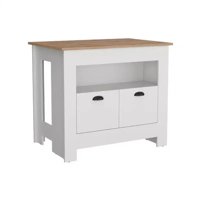 Okak Minimalismo Isola Cucina con Ampio Spazio Contenitore, Tavolo Isola Cucina con 2 Ante e 3 Ripiani, Organizer da Bancone per Sala da Pranzo