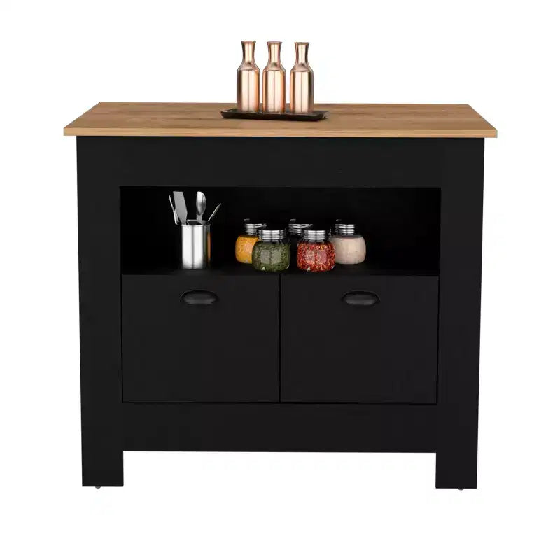 Okak Minimalismo Isola Cucina con Ampio Spazio Contenitore, Tavolo Isola Cucina con 2 Ante e 3 Ripiani, Organizer da Bancone per Sala da Pranzo