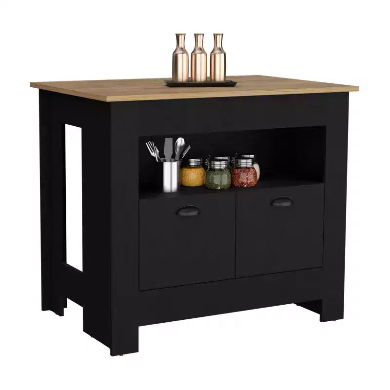 Okak Minimalismo Isola Cucina con Ampio Spazio Contenitore, Tavolo Isola Cucina con 2 Ante e 3 Ripiani, Organizer da Bancone per Sala da Pranzo