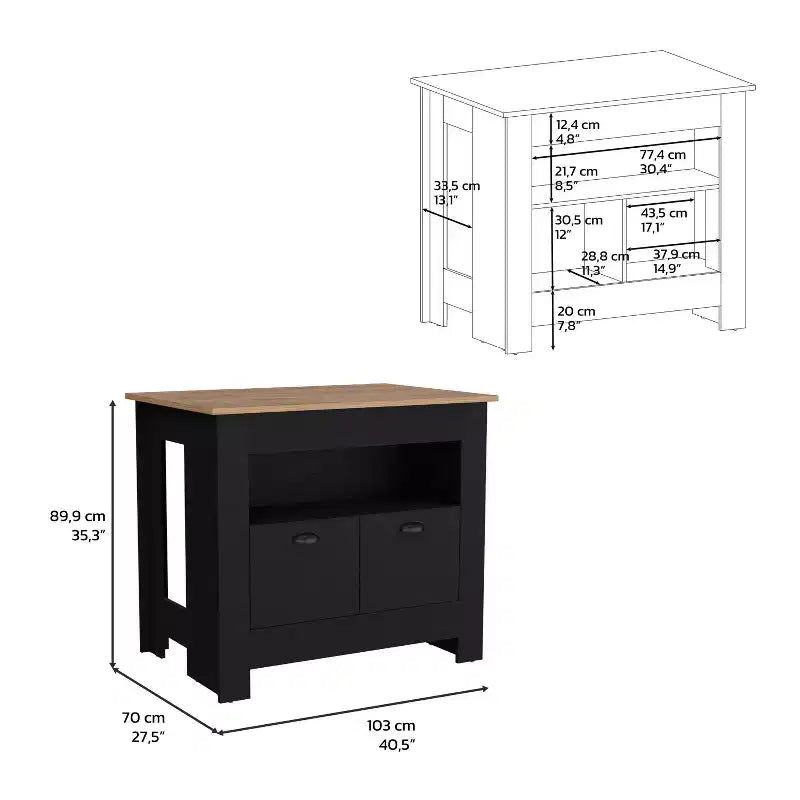 Okak Minimalismo Isola Cucina con Ampio Spazio Contenitore, Tavolo Isola Cucina con 2 Ante e 3 Ripiani, Organizer da Bancone per Sala da Pranzo