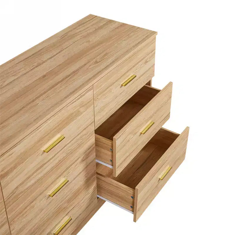 Comò moderno in legno massello a 9 cassetti - Spazioso, con ampi cassetti, robusto e sicuro, adatto per soggiorno e camera da letto.