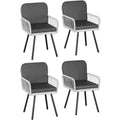 4 PCS Patio Chairs with Black Metal Frame, White Hand-Woven Rattan, and Cushions for Garden, Balcony, Patio, Backyard