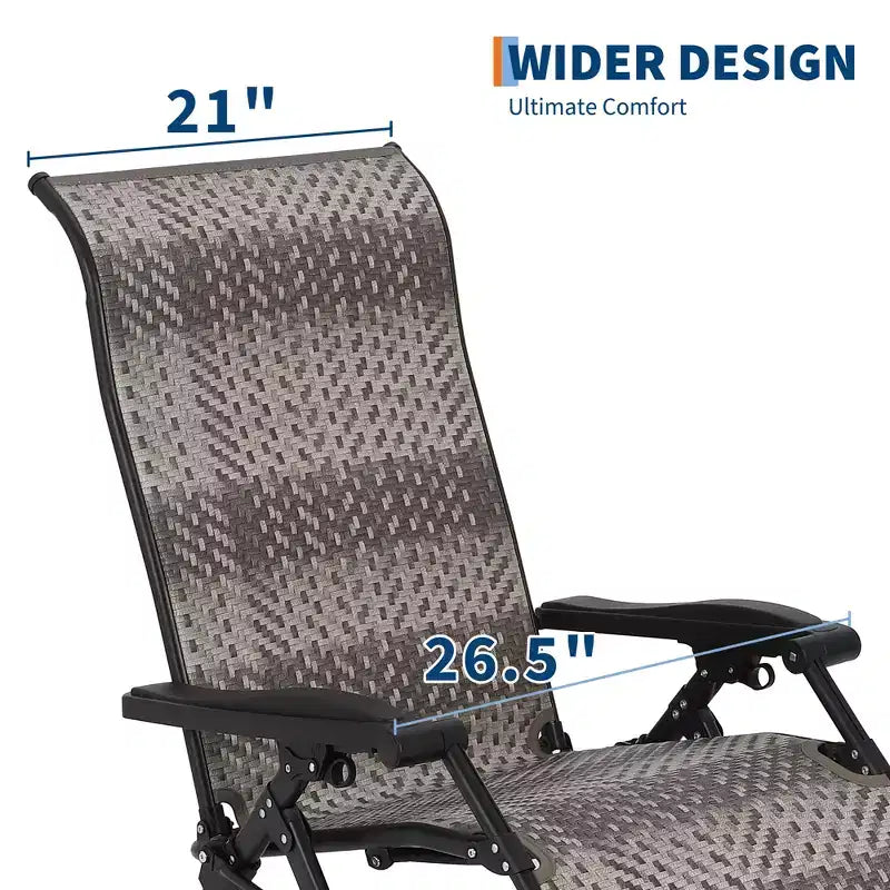 1 sedia reclinabile pieghevole in rattan da patio, regolabile e portatile, con struttura in ferro