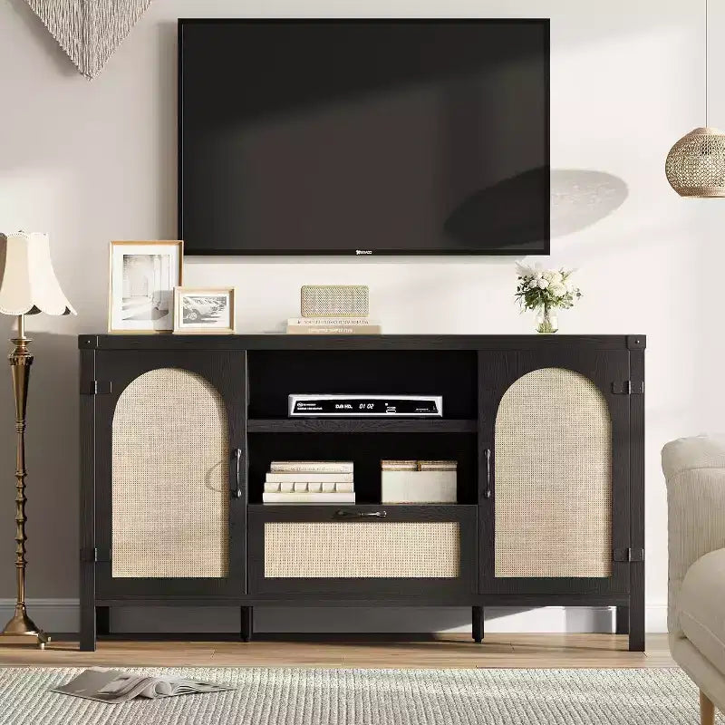 Madia Buffet da 150 cm con Contenitore, Mobile Contenitore da Cucina Stile Farmhouse con Ripiani Regolabili