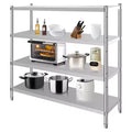 Stainless Steel 4-Tier Adjustable Shelving Unit, Heavy Duty Shelves with Wheels, Corrosion Resistant, Multipurpose for Storage