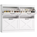 Shoe Cabinet with 4 Flip Drawers Narrow Shoe Storage Cabinet Organizer Wooden Freestanding Rack Hidden Slim Storage for Entryway, Hallway