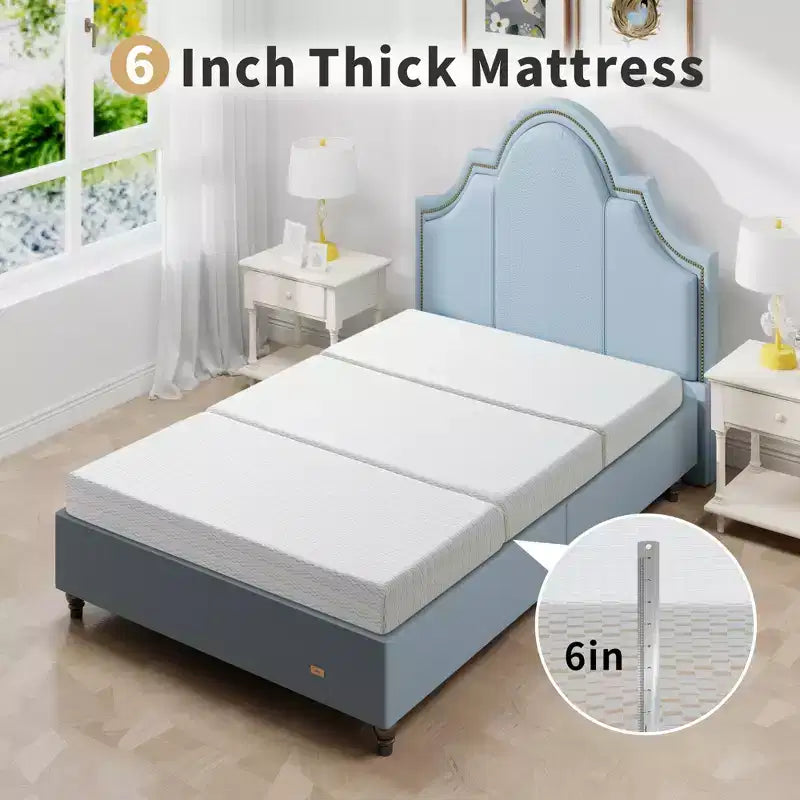 Dyonery Materasso Pieghevole a Tre Ante Spesso 15 cm in Memory Foam, Supporto Rigido, Facile da Piegare con Borsa per il Trasporto, Letto Portatile per Ospiti, Campeggio, Viaggi, Animali Domestici