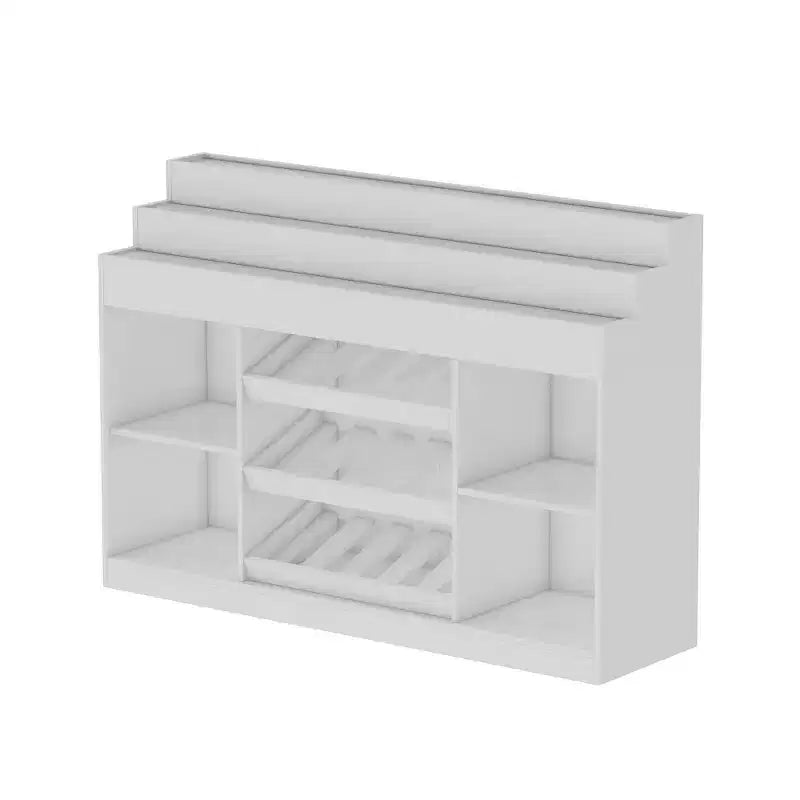 Mobile bar/cantinetta Famapy White a più strati: piano in vetro con motivo a onde, design a livelli, ampio spazio per vino e liquori, illuminazione d'ambiente