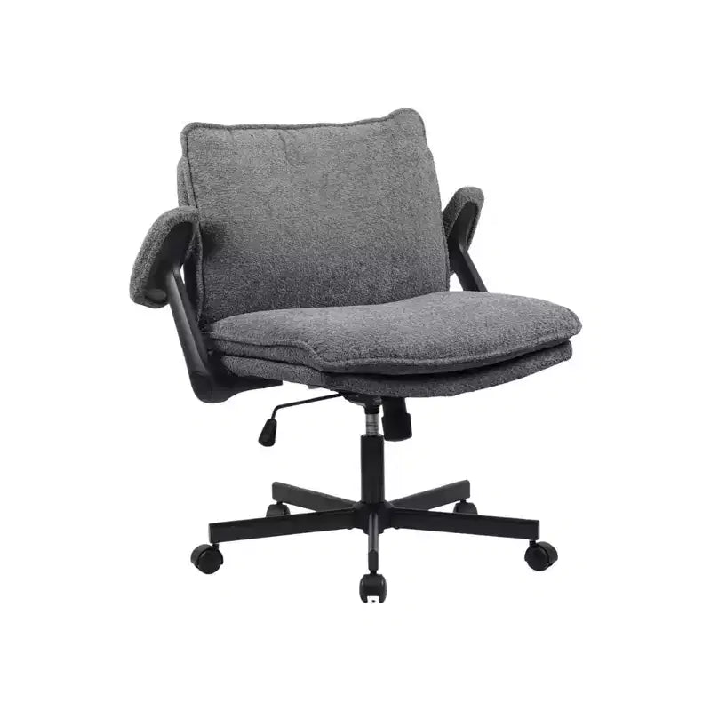 Sedia Criss-Cross con braccioli a ribalta e ruote C Sedile imbottito ampio, scrivania girevole per ufficio domestico/toeletta