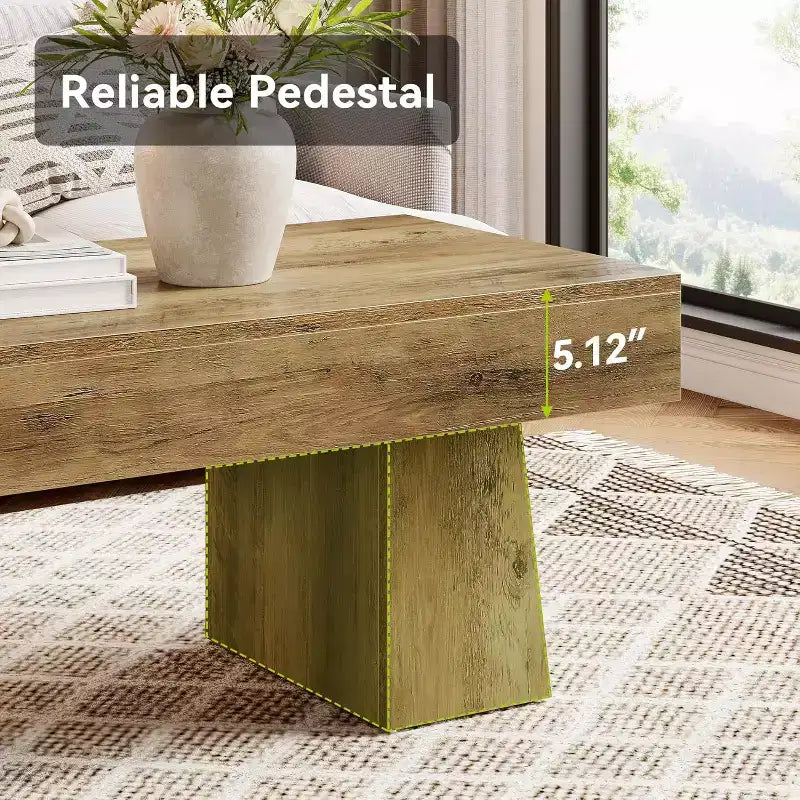 Tavolino da caffè Lantine Farmhouse, 47 pollici, rettangolare, in legno, tavolino da centro con base spessa per soggiorno