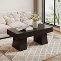 Lantine Farmhouse Coffee Table, 47 Inches Rectangular Wooden Accent Center Tables with Thick Basefor Living Room