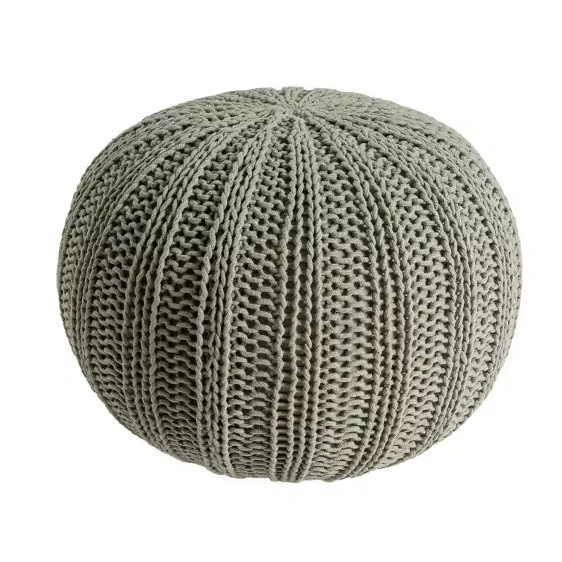HomeRoots Pouf Ottomano Rotondo in Maglia a Cavo di Cotone Verde 20