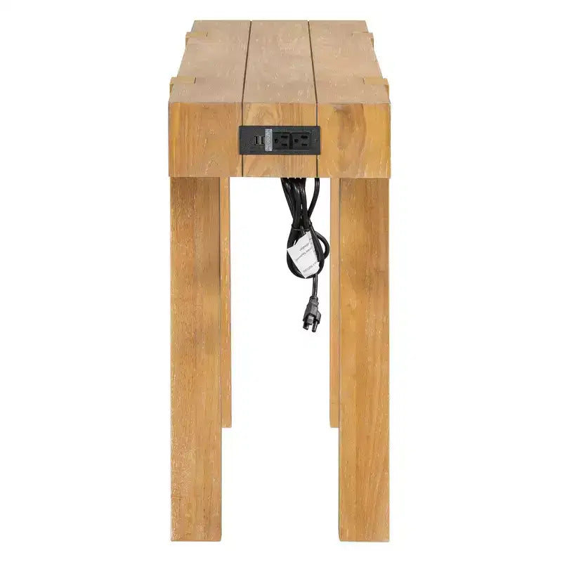 Consolle rustica Luxystar in legno con cassetto a scomparsa e presa di corrente laterale per ingressi, soggiorni e uffici domestici
