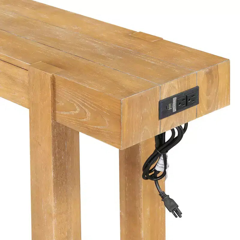 Consolle rustica Luxystar in legno con cassetto a scomparsa e presa di corrente laterale per ingressi, soggiorni e uffici domestici