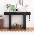 Luxystar Rustic Wood Console Table with Hidden Drawer and Side Power Outlet for Entryways, Living Rooms and Home Offices