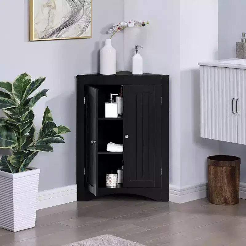 Mobile Contenitore da Bagno Okak, Armadietto Alto, Grande Mobile Contenitore con 2 Cassetti e Ripiani Aperti