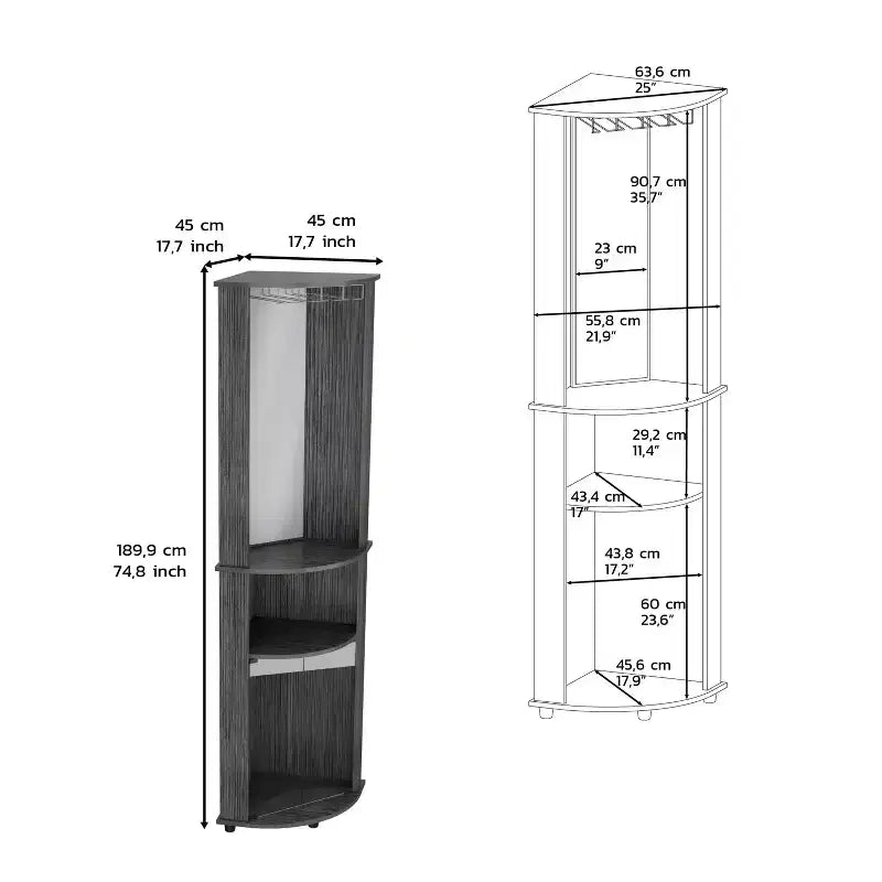 Mobile Contenitore da Bagno Okak, Armadietto Alto, Grande Mobile Contenitore con 2 Cassetti e Ripiani Aperti