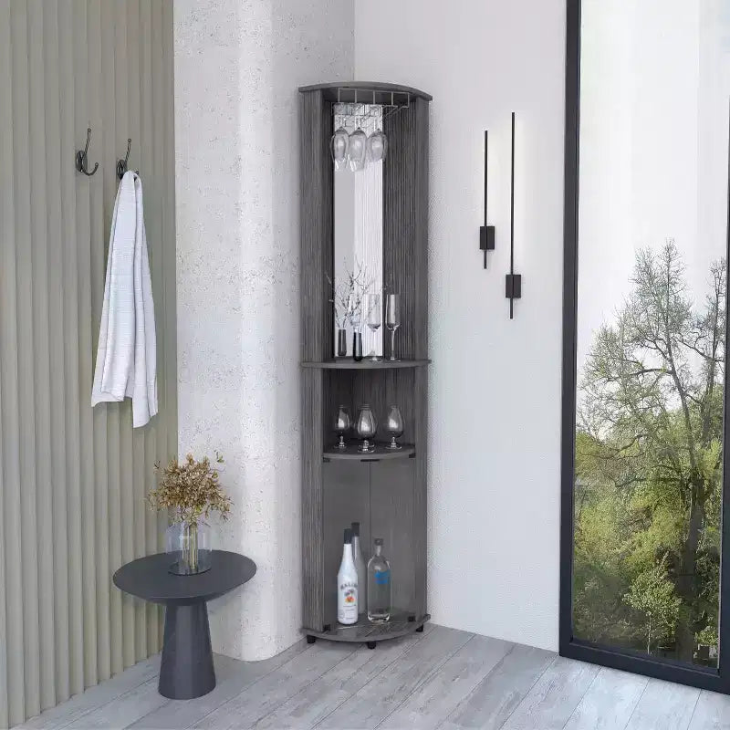 Mobile Contenitore da Bagno Okak, Armadietto Alto, Grande Mobile Contenitore con 2 Cassetti e Ripiani Aperti