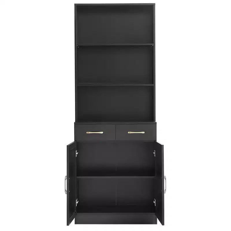 Mobile Contenitore da Bagno Okak, Armadietto Alto, Grande Mobile Contenitore con 2 Cassetti e Ripiani Aperti
