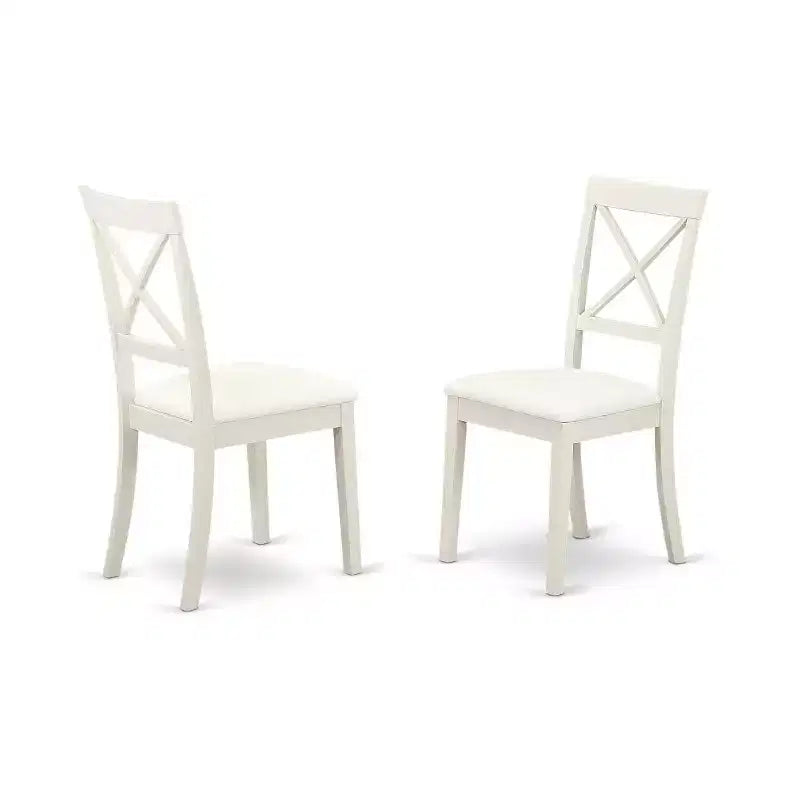 HomeStock Set da Pranzo 3 Pezzi con Piano in Legno Massello Finitura Bianco Lino