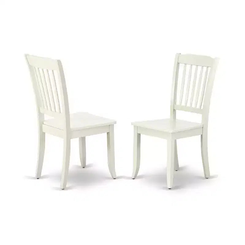 Set da pranzo 3 pezzi con piano in legno massello finitura lino bianco - 4 posti
