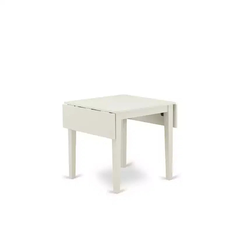 Set da pranzo rettangolare imbottito in legno massello, 5 pezzi, finitura bianco lino (4 posti)