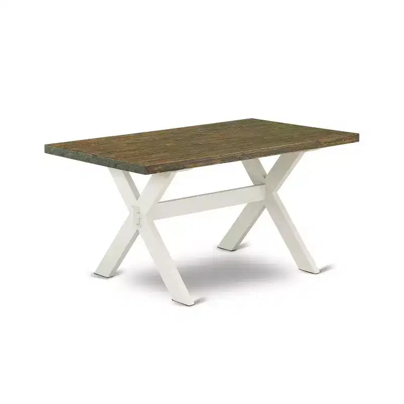 HomeStock Set Tavolo da Pranzo a 5 Pezzi con Piano in Legno Massello Finitura Jacobean Invecchiato e 4 Sedie