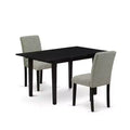 HomeStock 3-Piece Black Finish Rectangular Solid Wood Top With Butterfly Leaf Dining Table Set