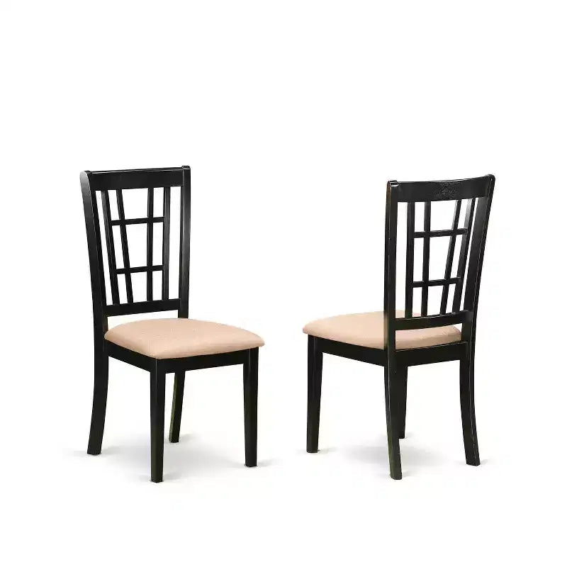 HomeStock Set sala da pranzo in legno massello con piano nero e ciliegio, 5 pezzi, con 4 sedie