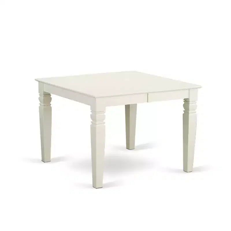 Set tavolo da cucina 5 pz Tavolo rettangolare con allunga e 4 sedie - Gambe bianco lino, Tessuto grigio