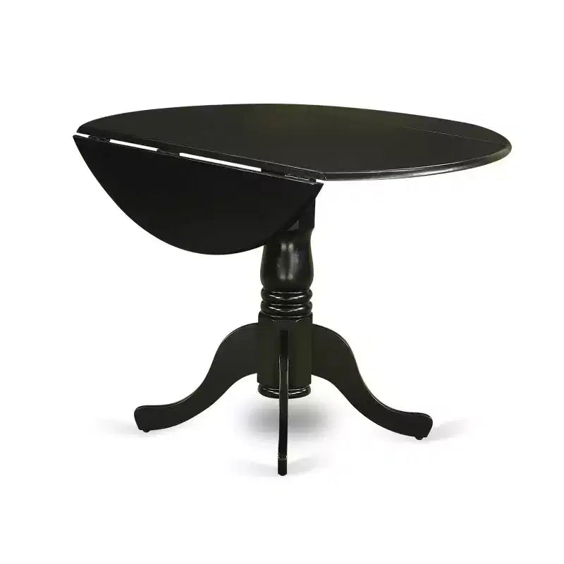Set da pranzo 3 pezzi in legno massello con finitura nera e sedie rivestite - 4 posti