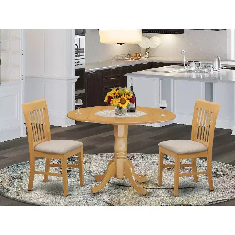 Set Tavolo da Cucina Rotondo con 2 Sedie - Set Tavolo e Sedie da Pranzo Piccolo