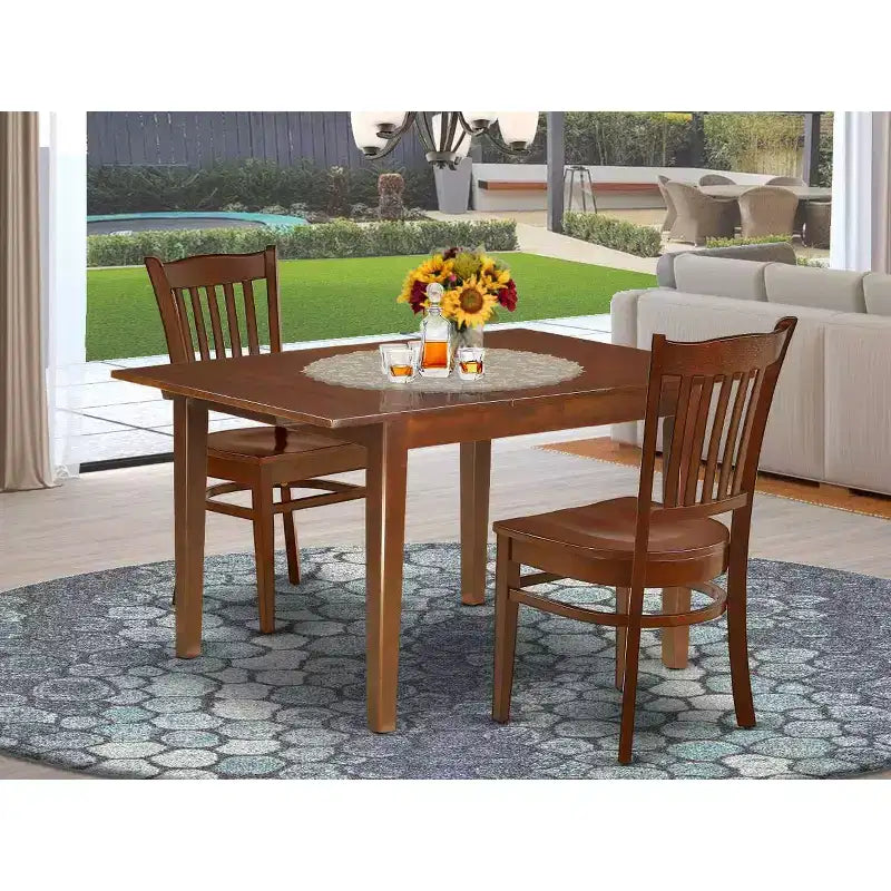 Set da Pranzo Rettangolare - Tavolo da Cucina Cottage 3 Pezzi con Prolunga a Farfalla e 2 Sedie