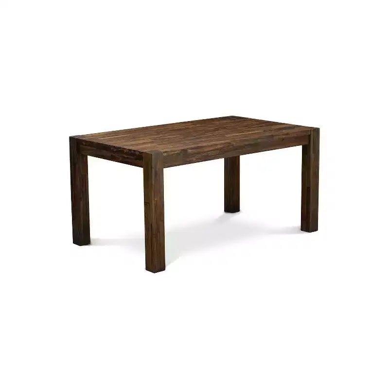 HomeStock Tavolo da Pranzo con 6 Sedie Parson, 7 Pezzi, in Legno Massello Finitura Jacobean Invecchiato