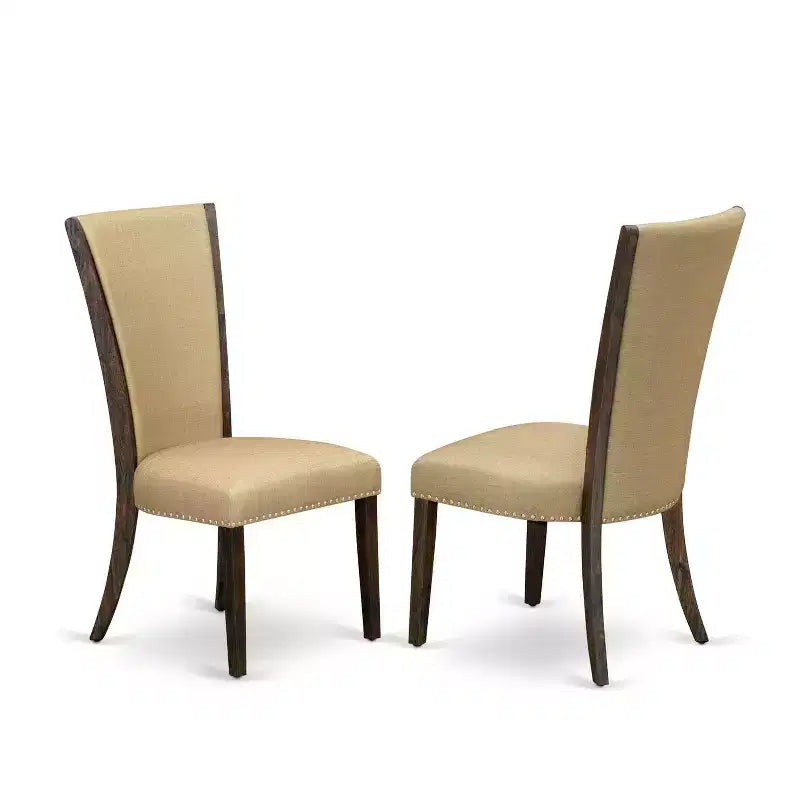 HomeStock Tavolo da Pranzo con 6 Sedie Parson, 7 Pezzi, in Legno Massello Finitura Jacobean Invecchiato