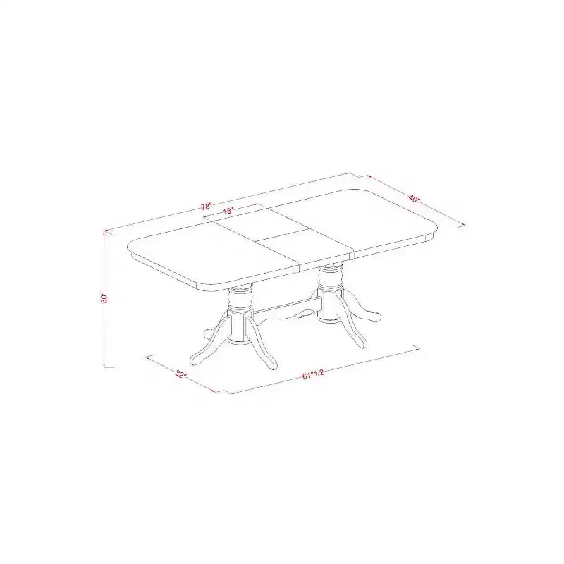 Set da pranzo Art Déco 7 pezzi Tavolo rettangolare con allunga e 6 sedie - 60x78 pollici