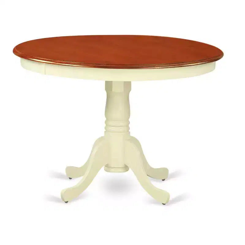 HomeStock Tavolo da Pranzo 3 Pezzi con Piano in Legno Massello Finitura Buttermilk e Ciliegio con 2 Sedie