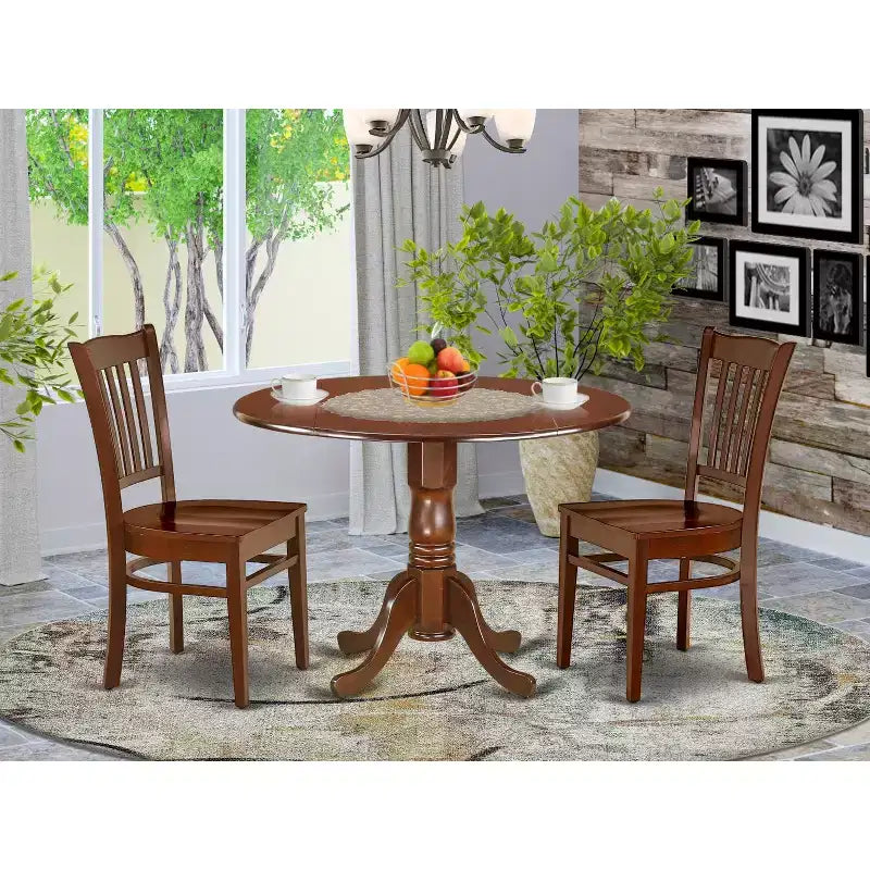 Set Tavolo da Pranzo Rotondo - Tavolo da Cucina da 42 Pollici con 2 Sedie - Finitura Bianco Lino